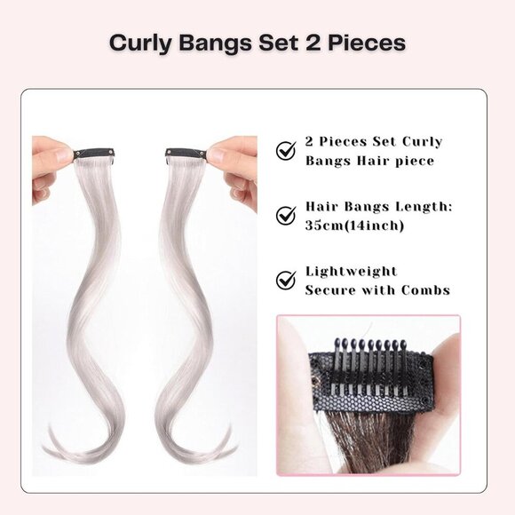 Messy Hair Bun Set with Bangs Claw Clip Curly Synthetic Hair Extension main image 7